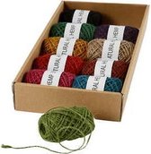 Natuurlijk hennep, dikte 1-2 mm, diverse kleuren, 10x30m