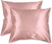 Beauty Pillow® Original - Satijnen Kussenslopen - Voordeelset - Duo Pack - Rose Gold - 60x70 cm