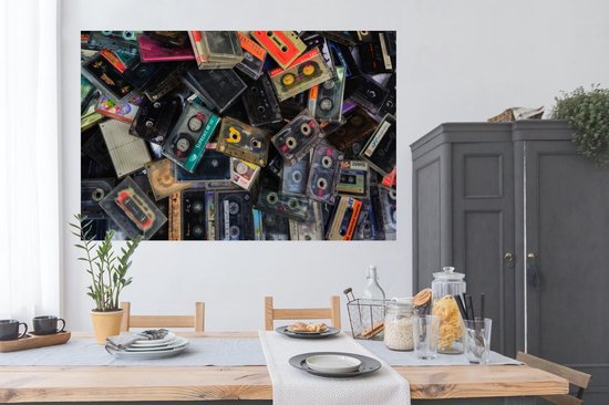Pile de cassettes poster papier 180x120 cm - Tirage photo sur Poster (décoration murale salon / chambre) XXL / Groot format!