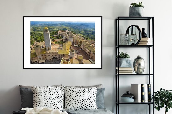 Cadre photo avec affiche - San Gimignano d'en haut près de la Toscane en Italie - 120x80 cm - Cadre pour affiche
