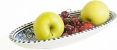 Fruitschaal keramiek / schaal langwerpig / serveerschaal / snackschaal ovaal aardewerk ø 30 cm blauw