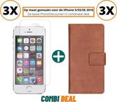 iphone 5 hoesje bruin | iPhone 5 A1442 beschermhoes full body 3x | iPhone 5 wallet hoes bruin | 3x hoesje iPhone 5 apple | iPhone 5 boekhoesje + 3x iPhone 5 tempered glass screenpr