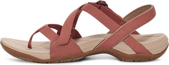 Sandales Teva roses avec brides croisées, boucle et bride d'orteil.