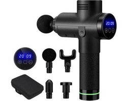 Massage Gun - Massage Apparaten - Fitness - Sport - Massage - 30 Standen - 4 Kopstukken - Inclusief Reistas - Zwart