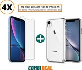 Fooniq Siliconen Hoesje Anti Schock Transparant 4x + Screenprotector 4x - Geschikt Voor Apple iPhone XR