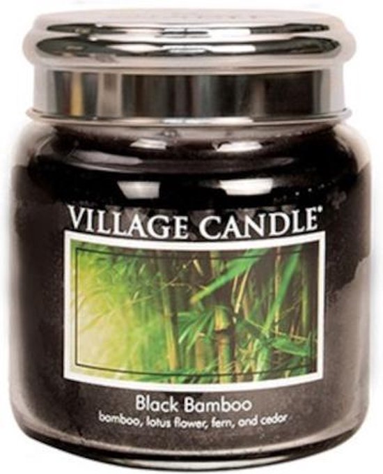 Village Candle Geurkaars - Black Bamboo Ø9,5 x 11 cm Wax Zwart