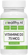 Vitamine D3 75 mcg 3000IE 100 softgels | iHealthy.nl