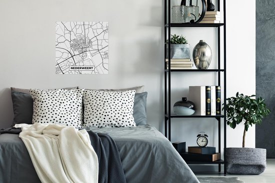 Affiche Plan de la ville - Nederweert - Grijs - Wit - 50x50 cm