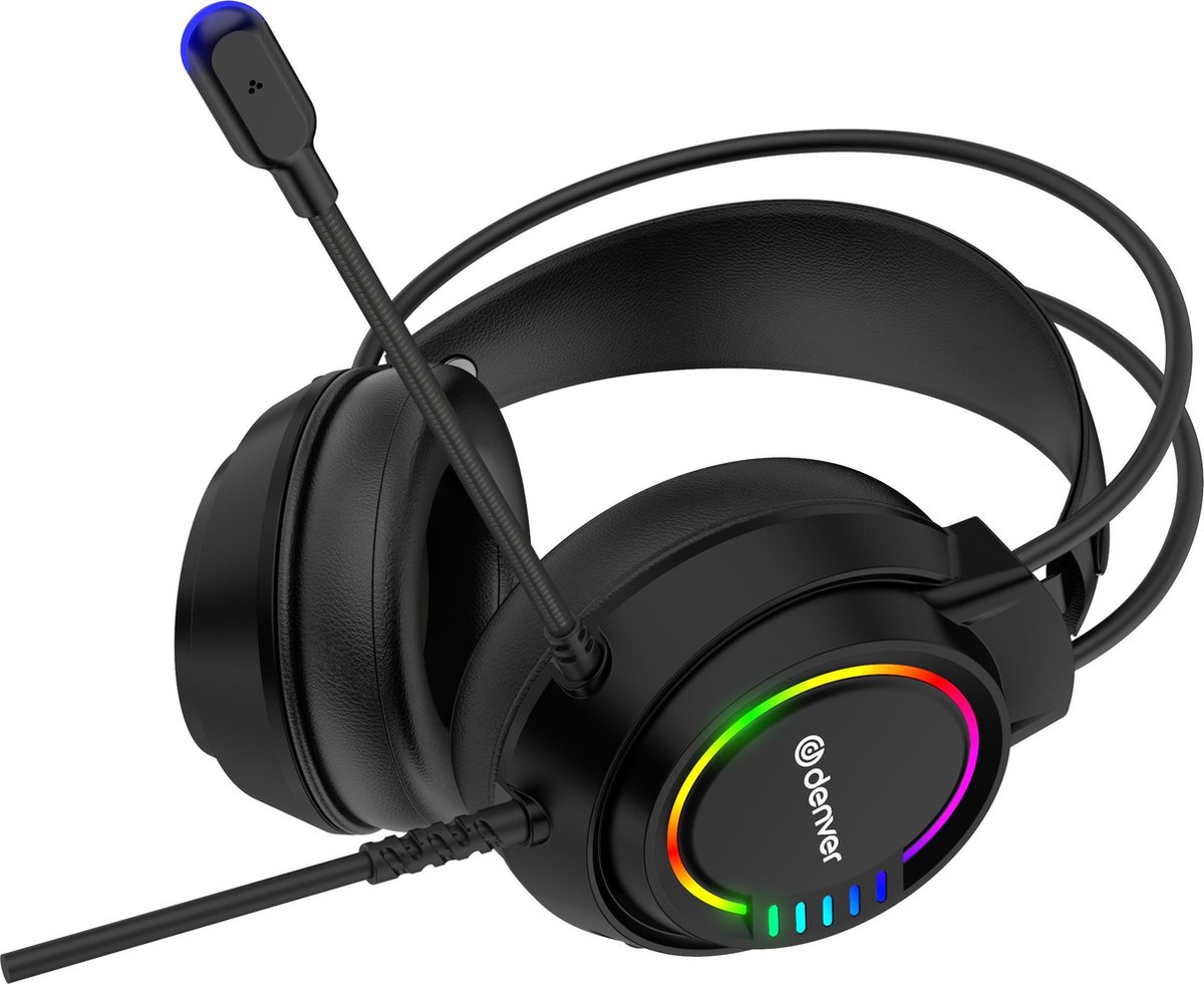 Denver GHS-130 - Gaming koptelefoon - headset - Hoofdband - RGB lichteffecten - Zwart