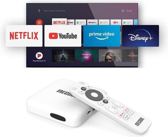 Dolphine Blue® KM2 Classic - Android TV box - Android 10.0 - Netflix 4K HDR - Ingebouwde Chromecast - Disney+ - Amazon Prime - Dolphine Blue
