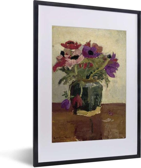 Fotolijst incl. Poster - Gemberpot met anemonen - Schilderij van George Hendrik Breitner - 30x40 cm - Posterlijst