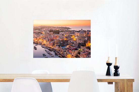 Poster Coucher de soleil sur la ville italienne de Naples 60x40 cm - Tirage photo sur Poster (décoration murale salon / chambre)