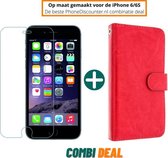 Fooniq Boek Hoesje Rood + Screenprotector - Geschikt Voor Apple iPhone 6/6S