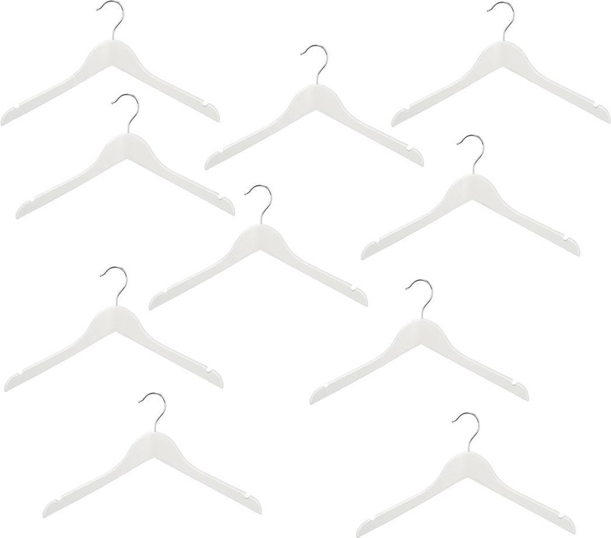 Set van 10 kinder/baby kledinghangers - kleerhangers 28 cm WIT met rokinkepingen
