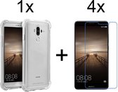 Huawei Mate 9 hoesje shock proof case hoes cover transparant - 4x Huawei Mate 9 Screenprotector