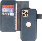 Bestcases - iPhone 12 - iPhone 12 Pro - Uitneembare 2-in-1 Leder Hoesje - Book Case Telefoonhoesje - Navy