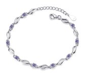 925 zilveren  paarse kristallen armbanden voor  vrouwen