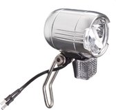 FALKX LED koplamp zilver, Aluminium. geschikt voor E-Bike  6V-48V, 100 Lux, waterproof, incl reflector (hangverpakking)