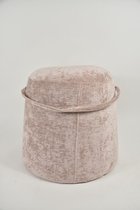 Poef zacht roze velvet met draagband | Pouffe | Fluweel | H37 cm D33 cm
