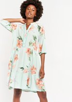 LOLALIZA Losse jurk met bloemenprint - Licht Groen - Maat XL