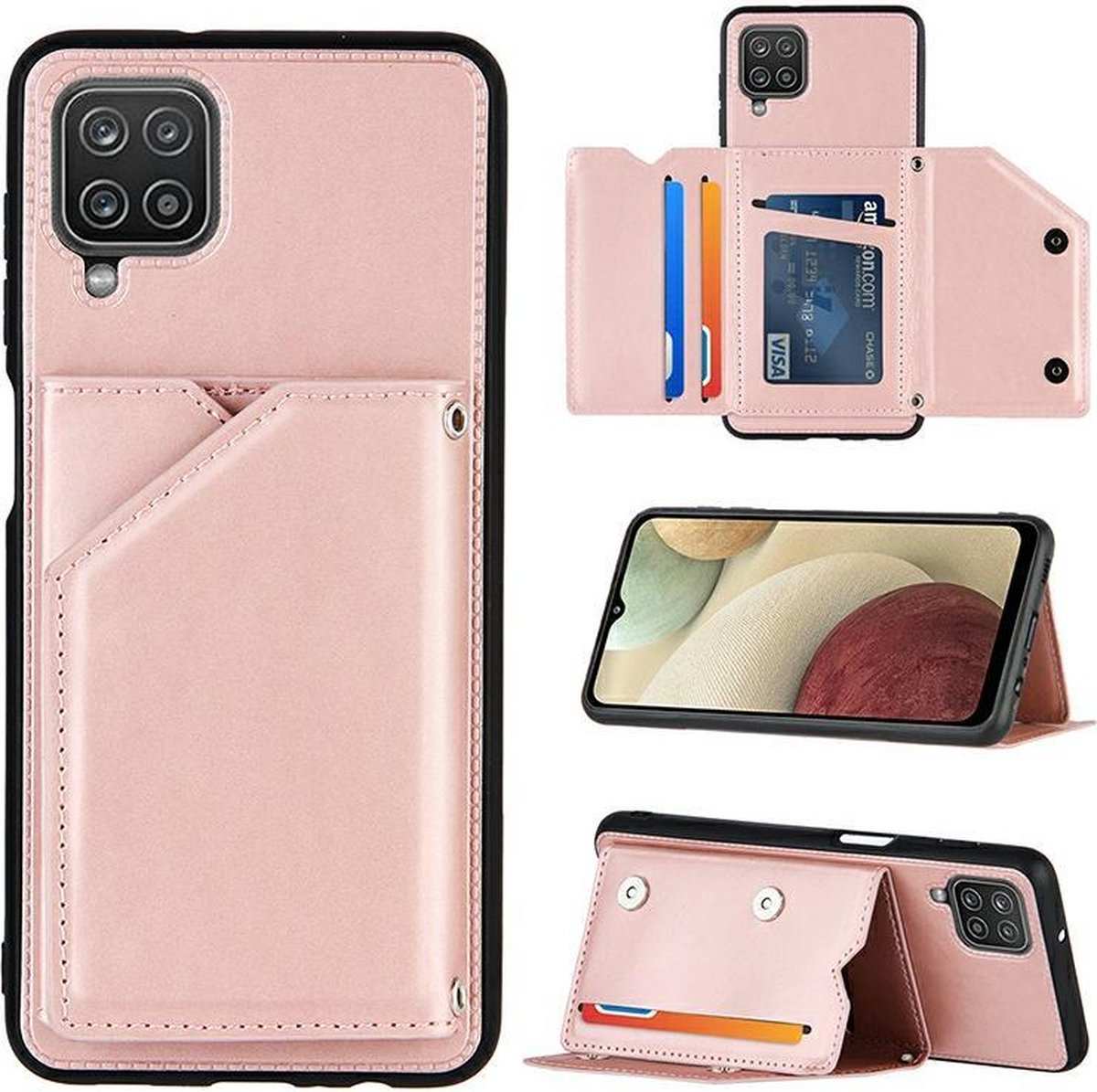 Luxe PU Lederen Wallet Case Voor Samsung Galaxy A12 Portemonnee Back