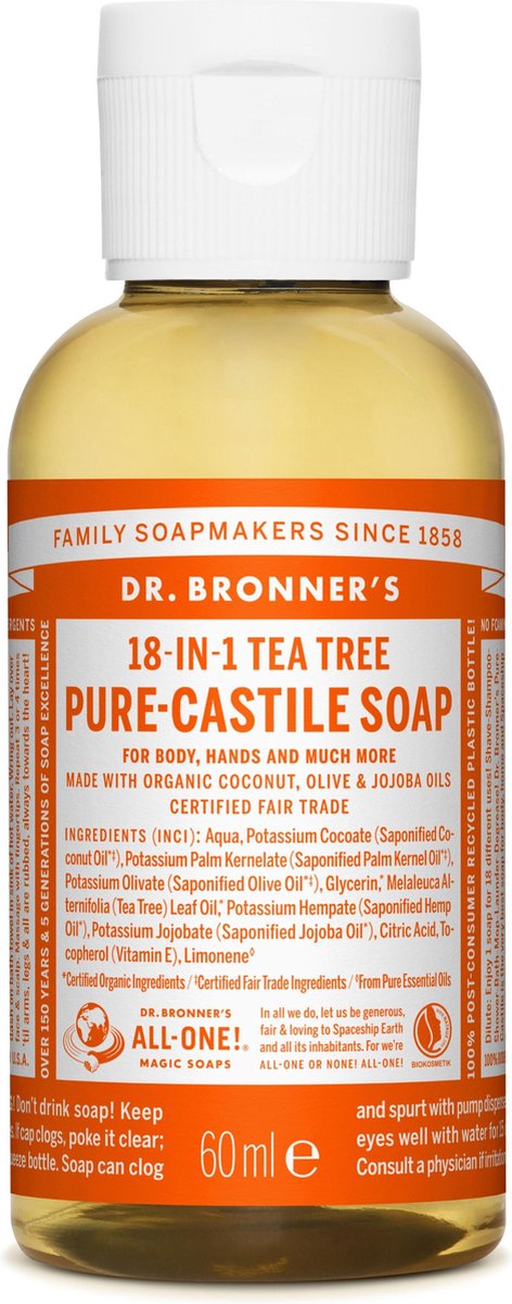 Goedkoopste Dr Bronners Liquid soap tea tree 60 Milliliter
