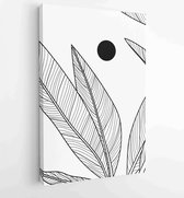 Botanical wall art vector set. Foliage line art drawing with abstract shape. 2 - Moderne schilderijen – Vertical – 1813369855 - 40-30 Vertical