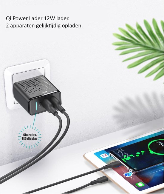 Pro-Care Excellent Quality™ Qi Dubbele 18W USB POWER PD FAST CHARGER - 5V.2/4A - Charging LED Display -Over Charge Beveiliging - Kortsluiting Beveiliging - Over Heat Beveiliging
