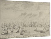 De zeeslag bij Terheide, Willem van de Velde - Foto op Canvas - 60 x 40 cm