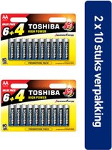 Toshiba LR6GCP BP10MS4FCN High Power Wegwerpbatterij AA Alkaline 20 stuks (verpakking 2 x 10 stuks)