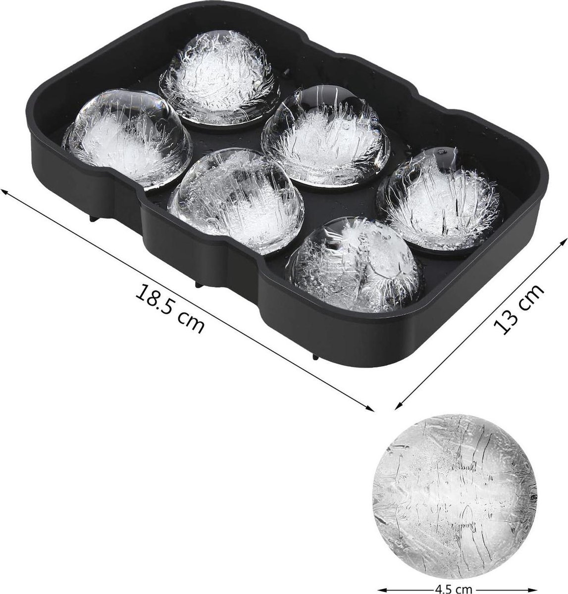 Lot De 16 Moules à Glaçons En Silicone - Boules De Glace Rondes 6 Cm - Pour Whisky, Cocktails - Flexible, Facile à Démouler - Couleur Bleue - 13