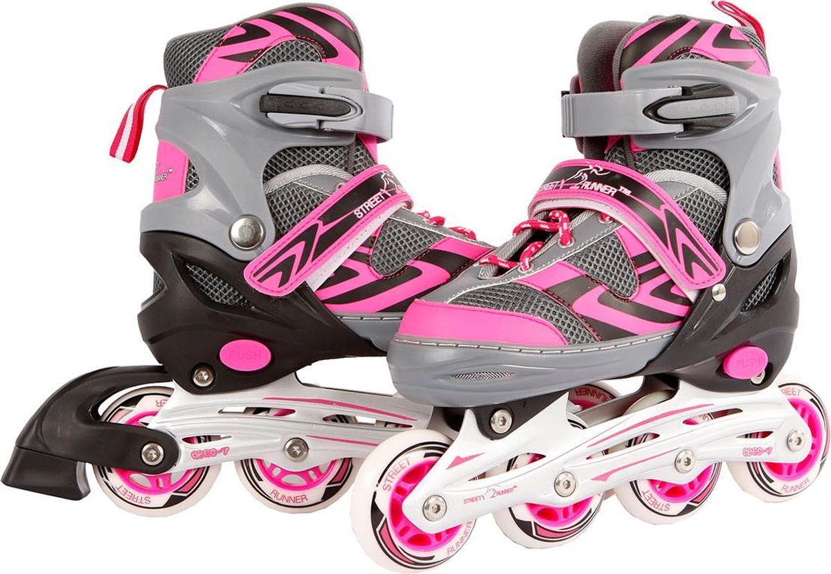 Street Runner Inlineskates Junior Aluminium Roze/grijs Mt 31-34