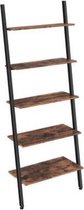 Seggen's Ladderplank - boekenkast - met 5 niveaus - Industrieel Design - Bruin zwart - 64 x 34 x 186 cm