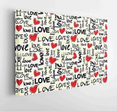 Onlinecanvas - Schilderij - Vector Valentine Pattern With Love Text On Background Art Horizontal Horizontal - Multicolor - 40 X 50 Cm