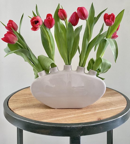 Lach atoom Verbetering Tulpenvaas – Tulpen Vaas – Vaas Beige – Beige Vaas Hoogglans – Tulpen –  Decoratie -... | bol.com