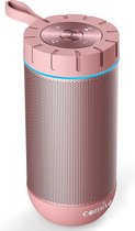 Waterdichte Bluetooth-luidspreker Draadloze draagbare 12 W-luidsprekerbox met 20 uur speeltijd en dubbele driver Draadloze luidsprekers met microfoon en pure bas (roségoud)