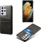 Samsung Galaxy S21 Plus (S21+) hoesje - MobyDefend Lederen Backcover Met Vakjes Voor Pasjes - Zwart - GSM Hoesje - Telefoonhoesje Geschikt Voor: Samsung Galaxy S21 Plus (S21+)