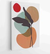 Botanical wall art vector set. Earth tone boho foliage line art drawing with abstract shape. 1 - Moderne schilderijen – Vertical – 1825140164 - 80*60 Vertical