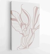 Botanical wall art vector set. Earth tone boho foliage line art drawing with abstract shape. 1 - Moderne schilderijen – Vertical – 1827183851 - 80*60 Vertical
