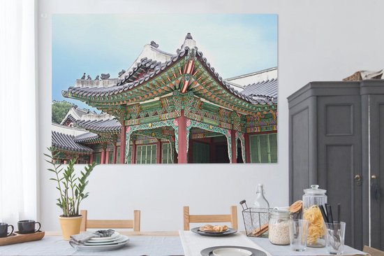 Texture traditionnelle coréenne en toile Changdeokgung 180x120 cm - Tirage photo sur toile (Décoration murale salon / chambre) XXL / Groot format!