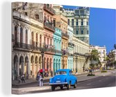 Canvas schilderij 140x90 cm - Wanddecoratie Kleurrijke Spaanse architectuur bij Cuba in Noord-Amerika - Muurdecoratie woonkamer - Slaapkamer decoratie - Kamer accessoires - Schilderijen