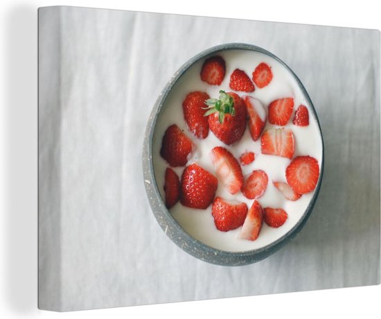 Tableau sur toile Fraise - Kom - Table - 150x100 cm - Décoration murale