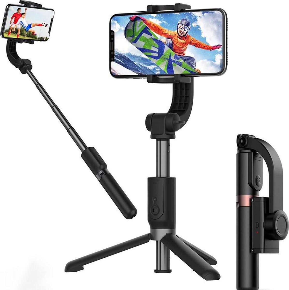 Bonola Anti-Shake Selfie Stick Smart Gimbal Sport Mobiele Telefoon Foto Selfiestick Video Bluetooth Selfie Stok Statief Base