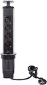 Perel Pop-upstekkerdoos, 4 stopcontacten met randaarde (type F), montagegat 71 mm, gebruik binnenshuis, zwart/grijs