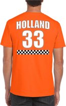 Oranje race supporter t-shirt - rugnummer 33 - Holland / Nederland fan shirt / kleding voor heren S