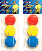 Set van 6x stuks gekleurde soft foam tennisballen 7 cm - Softballen