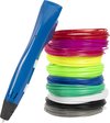 foto van 3D&Print 3D-Pen Starterspakket Blauw - Incl. 50 Meter PLA Filament Vullingen in 10 Kleuren - 5 Stencils - Starterkit voor Kinderen en Volwassenen