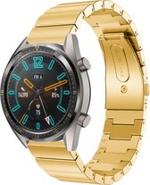 Stalen Smartwatch bandje - Geschikt voor  Huawei Watch GT metalen bandje - goud - 46mm - Horlogeband / Polsband / Armband