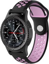 Siliconen Smartwatch bandje - Geschikt voor  Samsung Galaxy Watch sport band 46mm - zwart/roze - Horlogeband / Polsband / Armband