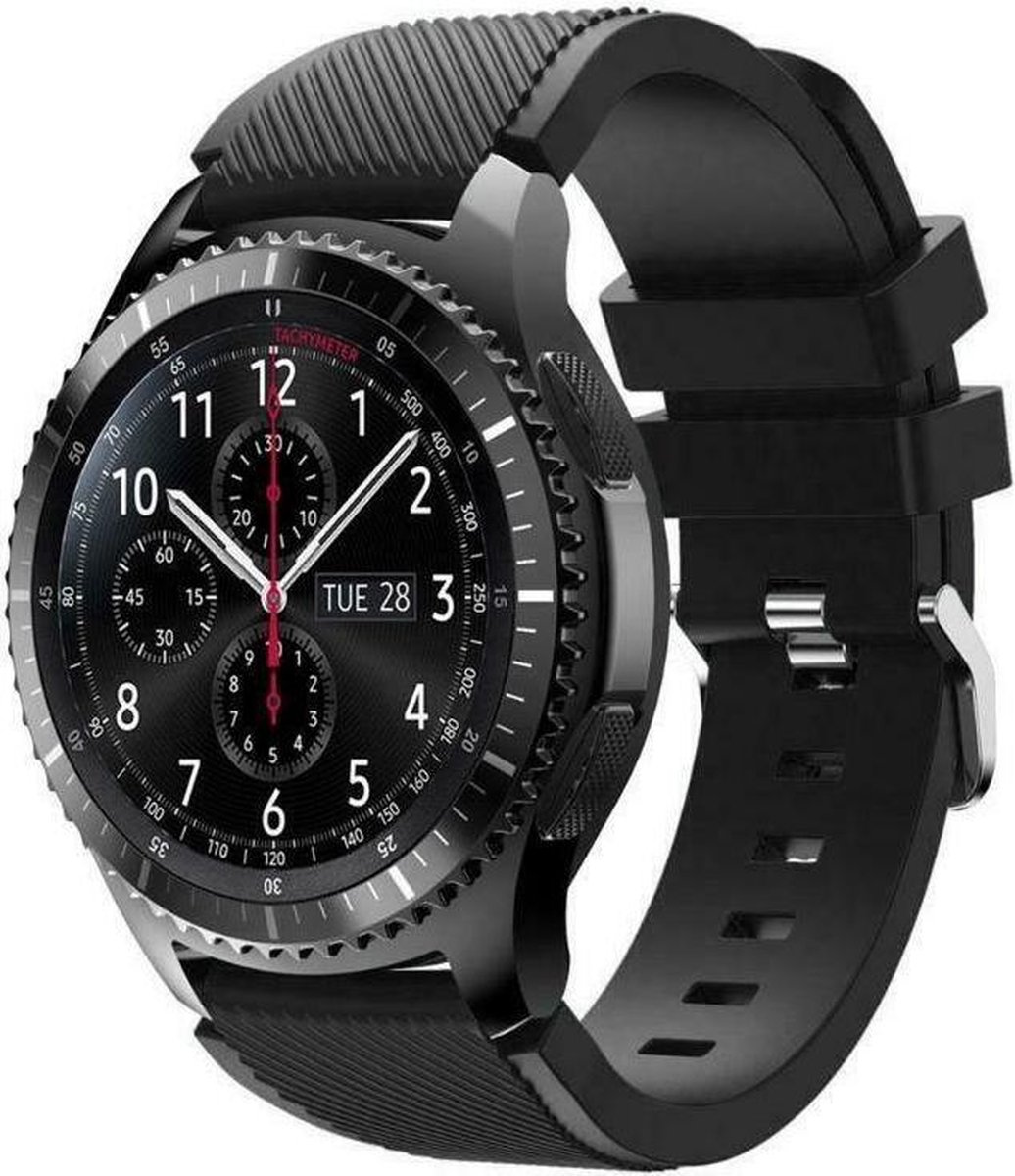 Siliconen bandje geschikt voor Samsung Galaxy Watch - 46mm - zwart - Merkloos